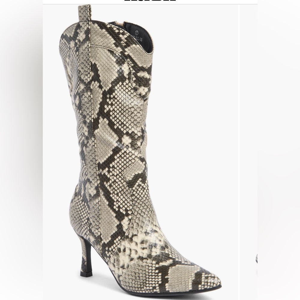 TOP Moda Kaylee Western Boots in Beige Snake PU, Size 7.5, NIB